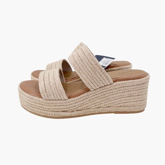 NEW Universal Thread Kayli Jute Two Band Wedge Heels - Tan - Picture 3 of 11